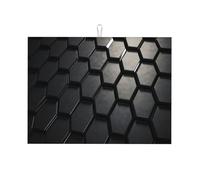 Tapete de secado de platos de rejilla hexagonal negra, tapete de secado de microfibra, tamaño grande de 18 x 24 pulgadas, tapete de secado de cocina (negro/rojo/azul)