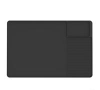 Tapete de secado de platos de silicona de 60 x 40 cm, tapete para cafetera, para encimeras, almohadilla de drenaje, accesorios espresso, color negro (negro)