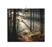 Tapete de secado de platos Light in the Forest Kitchen de 16 x 18 pulgadas, tapete absorbente decorativo duradero, lavable, reutilizable,