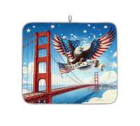 Tapete de secado de platos para encimera de cocina, absorbente y lavable, para escurridor de platos, 250th Eagle San Francisco Bridge, 46 x 41 cm