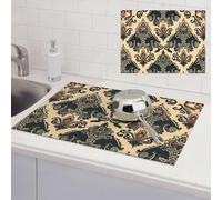 Tapete de secado de platos para encimera de cocina, tapete de microfibra súper absorbente, tapete escurridor grande, elefantes asiáticos, tapete de bar de café para encimeras, almohadilla de secado de