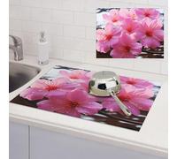 Tapete de secado de platos para encimera de cocina, tapete de microfibra súper absorbente, tapete escurridor grande con estampado de flores, tapete de bar de café para encimeras, almohadilla de secado