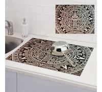 Tapete de secado de platos para encimera de cocina, tapete de microfibra súper absorbente, tapete escurridor grande, calendario maya, tapete de bar de café para encimeras, almohadilla de secado de