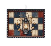 Tapete de secado de platos rústico para encimera de cocina, tapete escurridor de platos absorbente vintage Americana, almohadilla de secado de microfibra de verano para decoración de cocina, 18 x 24
