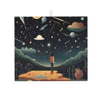Tapete de secado para cocina AKGFFDS Praying Under the Starry Sky Printing Ultra absorbente, reversible y elegante tapete de encimera de cocina