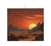 Tapete de secado para cocina, diseño de puesta de sol en el desierto, ultra absorbente, reversible y elegante tapete de encimera de cocina