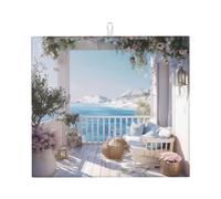 Tapete de secado para cocina, HHGFASD Beautiful Coastal Balcony Pattern Ultra Absorbente, Reversible y Elegante Tapete para encimera de cocina