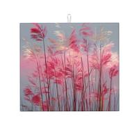 Tapete de secado para cocina, HHGFASD con patrón de cañas rosas, ultra absorbente, reversible y elegante tapete de encimera de cocina