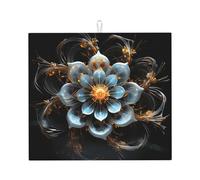 Tapete de secado para cocina HHGFASD con patrón de flores azules ultra absorbente, reversible y elegante tapete de encimera de cocina