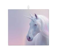 Tapete de secado para cocina, HHGFASD de fondo sólido, patrón de unicornio, ultra absorbente, reversible y elegante tapete de encimera de cocina