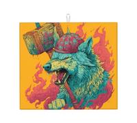 Tapete de secado para cocina, HHGFASD el lobo con un patrón de martillo, ultra absorbente, reversible y elegante tapete de encimera de cocina