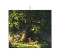 Tapete de secado para cocina HHGFASD Fawn in The Shade Patrón ultra absorbente, reversible y elegante tapete de encimera de cocina