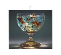 Tapete de secado para cocina HHGFASD Fish in the Glass Pattern Ultra absorbente, reversible y elegante tapete de encimera de cocina