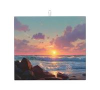 Tapete de secado para cocina HHGFASD Sunrise on the Coast patrón ultra absorbente, reversible y elegante tapete de encimera de cocina