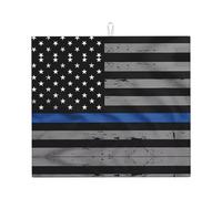 Tapete de secado para cocina VVXBHGR American Thin Blue Line Flag Prints Ultra absorbente, reversible y elegante tapete de encimera de cocina