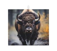 Tapete de secado para cocina VVXBHGR North American Bison Prints Ultra absorbente, reversible y elegante tapete de encimera de cocina