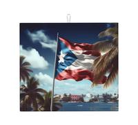 Tapete de secado para cocina Wzywhj Puerto Rico, papel tapiz impreso con bandera hecha de esponja absorbente de agua, 45,7 x 40,6 cm