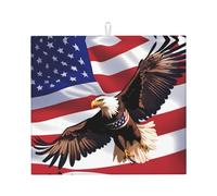 Tapete de secado para cocina YTUOPWE con águila patriótica de Estados Unidos con imagen de bandera estadounidense, ultra absorbente, reversible y elegante tapete de encimera de cocina