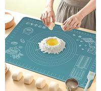 Tapete de silicona para repostería, 28 x 20 pulgadas, extragrueso, antiadherente, con medidas y aumento de bordes, alfombrilla de silicona de grado alimenticio para pasteles, pan, galletas, pizza
