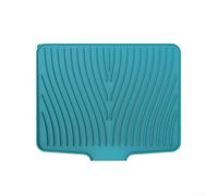 Tapete de silicona para secar platos con almohadilla de drenaje para dirigir el agua al fregadero, perfecto para secar vasos, sartenes, cubiertos y vajilla en el área de la encimera de la cocina