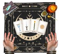 Tapete de tarot, tela de tarot | 19.68 x 19.68 pulgadas, mantel cuadrado de terciopelo para tarot, mantel, suministros de brujo, tapete solar de mariposa de fase lunar para evento de altar, mago