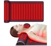Tapete de terapia de luz roja de 19 x 35.8 pulgadas con soporte para el cuello, almohadilla de cuerpo completo para aliviar el dolor de cuello, hombros y espalda, longitud de onda dual 660 nm y 850 nm