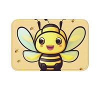 Tapete de terciopelo de cristal con borde de bloqueo de 40 x 60 WHJSSF con estampado de abeja amarilla, absorbente de agua y antideslizante, cómodo y suave para puerta de baño