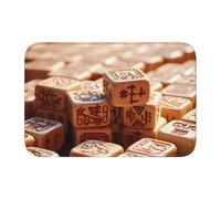 Tapete de terciopelo de cristal con borde de bloqueo de 40 x 60 WHJSSF con impresión Mahjong, absorbente de agua y antideslizante, cómodo y suave para puerta de baño