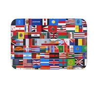 Tapete de terciopelo de cristal con borde de bloqueo de 40 x 60 WHJSSF con varias banderas, absorbente de agua y antideslizante, cómodo y suave para puerta de baño