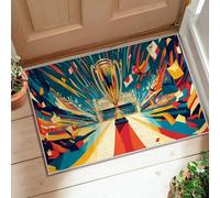 Tapete de trofeo para celebración, confeti dinámico, celebración, estadio, rojo, pelo bajo, rectangular, no se desprende, para cocina, entrada, baño, puerta, decoración de 2 x 3 pies