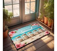 Tapete de verano con texto en inglés "God Says You Are Special: una colección de tarros de playa, tapete pequeño para exteriores, material genial para niños (50 x 80 cm)