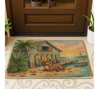 Tapete de verano para puerta delantera de ciervo, color negro, 29 x 17 pulgadas, antideslizante, diseño de animales, para patio, garaje, zapatos fuera de la puerta