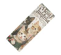 Tapete de yoga con diseño de gatos de Feliz Navidad, no tóxico, grueso, 1 mm, antideslizante, con bolsa para llevar tapete para ejercicio, 180 x 66 cm