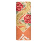 Tapete de yoga japonés Golden Dragon antideslizante para gimnasio en casa impreso, antideslizante, toalla mate de yoga con bolsa de transporte, tapete para ejercicio de 71 x 26 pulgadas