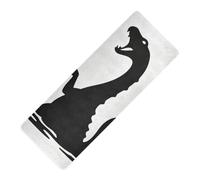 Tapete de yoga no tóxico con estampado de monstruos del lago Ness en blanco y negro, sin químicos, grosor de 1 mm, antideslizante, con bolsa de yoga, tapete para ejercicio, 180 x 66 cm