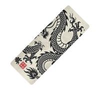 Tapete de yoga plegable con estampado vintage de dragón negro japonés de 1 mm de grosor para mujer, antideslizante, con bolsa de yoga, tapete para ejercicio, 180 x 66 cm