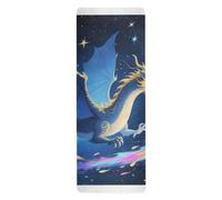 Tapete de yoga y pilates con diseño de dragón de cuento de hadas azul de dibujos animados para hombres, antideslizante, toalla antideslizante con bolsa para ejercicio, 180 x 66 cm