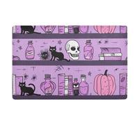 Tapete decorativo de Halloween Mystery Magic para entrada al aire libre, 81 x 50 cm, parte trasera de goma antideslizante y lavable, absorbente, alfombra de cocina para zapatos y patas de barro