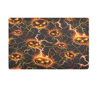 Tapete decorativo para perro con diseño de calabaza, rayo, calabaza, Halloween, entrada al aire libre, de perfil bajo, para perro, 81 x 50 cm, parte trasera de goma antideslizante, extra para