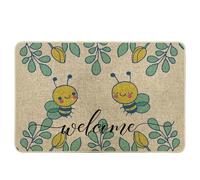 Tapete decorativo para puerta, diseño de abeja, diseño de animales de dibujos animados, flores botánicas, hermosas hojas, amarillo, rosa, goma, antideslizante, atrapasuciedad, interior, puerta