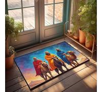 Tapete divertido para puerta de entrada o oficina, diseño de The Wise Men On Camels: A Starry Journey, 65 x 90 cm