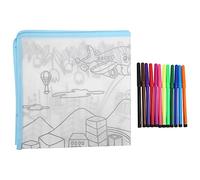 Tapete educativo para garabatos para niños, juguete de aprendizaje de pintura creativa, tapete de dibujo para niños de estilo urbano, 19,7 x 19,7 pulgadas, 12 Uds., bolígrafo de