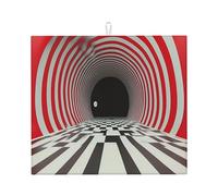 Tapete elegante para secar platos de cocina, patrones personalizados únicos, material de poliéster, absorbente y antideslizante, perfecto para encimeras y fregaderos, rayas rojas y blancas