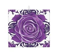 Tapete elegante para secar platos de cocina, patrones personalizados únicos, material de poliéster, absorbente y antideslizante, perfecto para encimeras y fregaderos, patrón de rosa morada