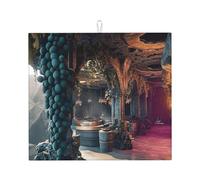 Tapete elegante para secar platos de cocina, patrones personalizados únicos, material de poliéster, absorbente y antideslizante, perfecto para encimeras y fregaderos, hongo grande