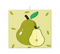 Tapete elegante para secar platos de cocina, patrones personalizados únicos, material de poliéster, absorbente y antideslizante, perfecto para encimeras y fregaderos, escena natural de pera