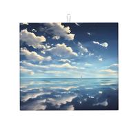 Tapete elegante para secar platos de cocina, patrones personalizados únicos, material de poliéster, absorbente y antideslizante, perfecto para encimeras y fregaderos, espejo de vela marina