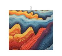 Tapete elegante para secar platos de cocina, patrones personalizados únicos, material de poliéster, absorbente y antideslizante, perfecto para encimeras y fregaderos, ondas psicodélicas