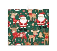 Tapete elegante para secar platos de cocina, patrones personalizados únicos, material de poliéster, absorbente y antideslizante, perfecto para encimeras y fregaderos, SantaReindeerJoy
