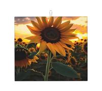 Tapete elegante para secar platos de cocina, patrones personalizados únicos, material de poliéster, absorbente y antideslizante, perfecto para encimeras y fregaderos, girasol dorado